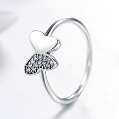 Simple and Fresh S925 Silver Korean Edition Ring for Female Actress, Elegant Butterfly Micro Inlaid Small Fine Ring, Wholesale of Cross Border Foreign Trade in Europe and America