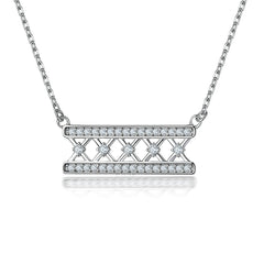 Zircon Net Shape Pendant Silver Necklace for Women