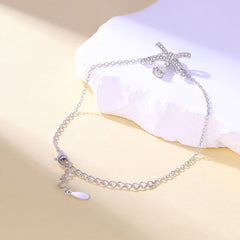 Bowknot Pear Shape Zircon Sterling Silver Bracelet