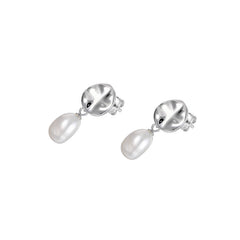 Irregular Shape with Pearl Silver Drop Earrings for Women