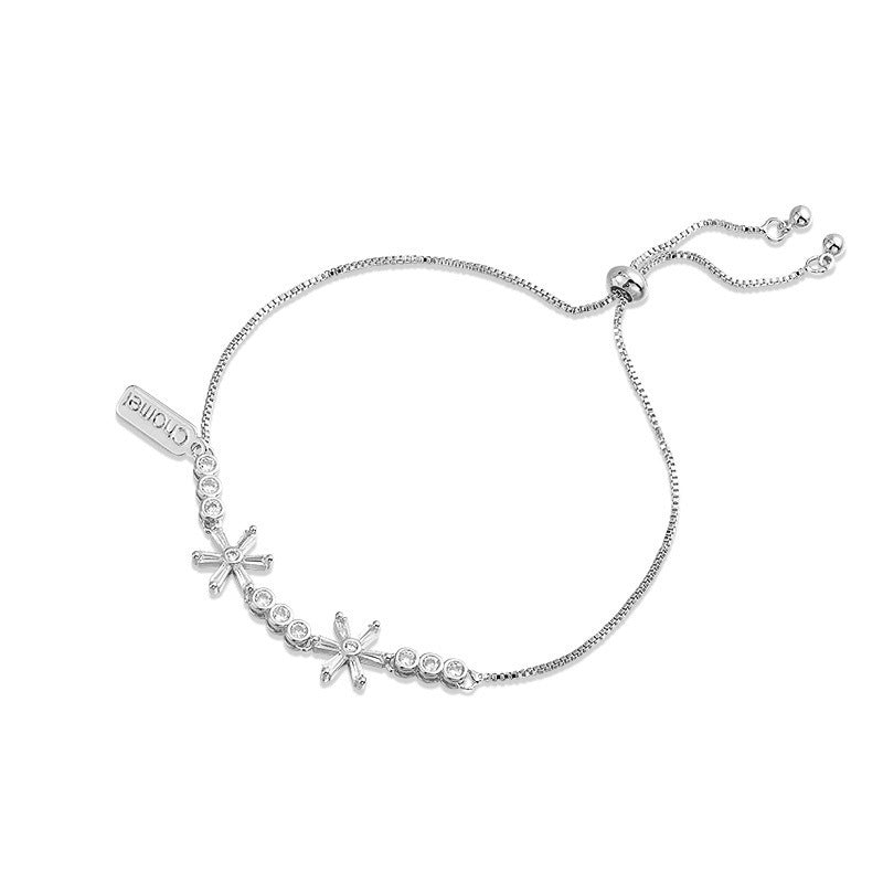 Zircon Snowflake Beading Silver Bracelet for Women