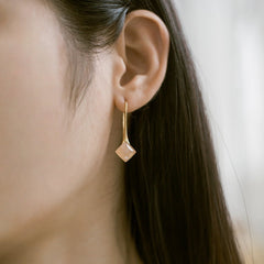 Rhombus Pink Crystal Silver Hook Earrings