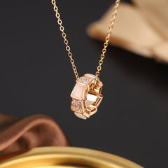 Zircon Snake Bone Pendant Silver Necklace for Women