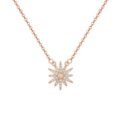 Zircon Sunflower Pendant Silver Necklace for Women