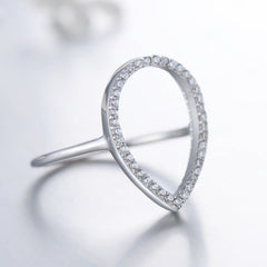 S925 Sterling Silver Korean Version Design Sense INS Trendy Drop Shaped Ring for Female European and American Internet Celebrities, Atmospheric Index Finger Ring Jewelry