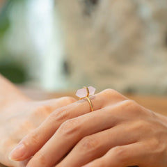 Stylish Pink Crystal Rhombus Shape Pillar Opening Silver Ring