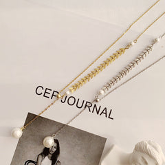 Pearl Tassels Silver Necklace for Women