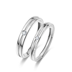 Vertical Line with Zircon Silver Couple Rings