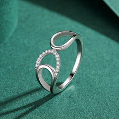 S925 Silver New Geometric Design Sense European and American Ring Women's Simple Instagram Index Finger Ring Amazon Source Jewelry