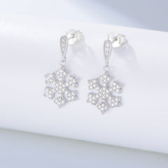 Zircon Snowflake Series Silver Drop Earrings for Women