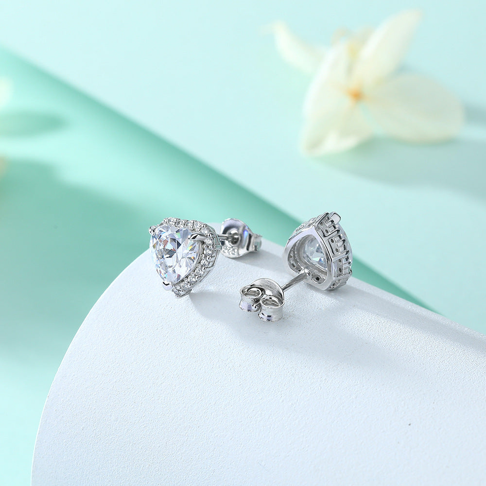 Halo Heart Zircon Stud Earrings