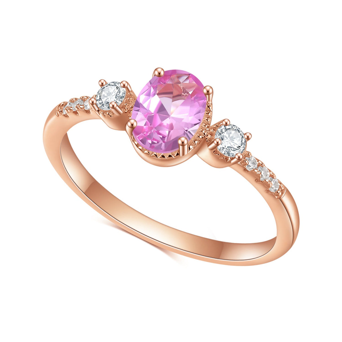 Oval Barbie Pink Corundum Silver Ring