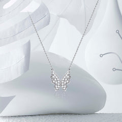 Zircon Butterfly Silver Necklace