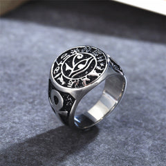 Egyptian Anubis's Eye with Ankh Cross Titanium Steel Ring for Men