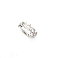 Beading Hollow Stars Silver Ring for Women