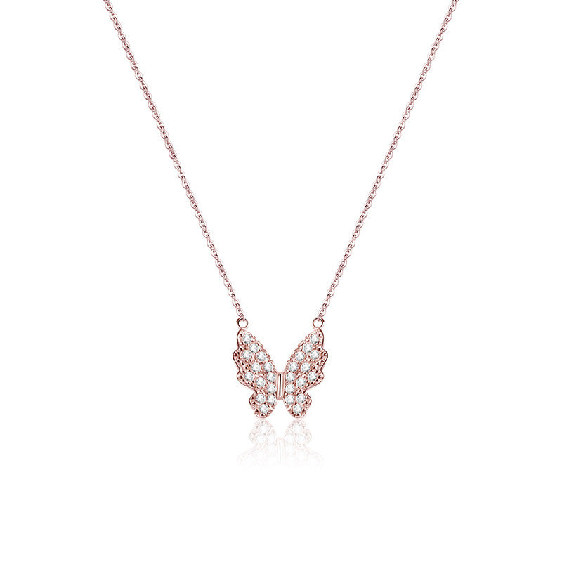 Zircon Butterfly Silver Necklace