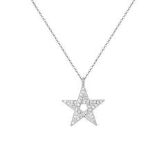 Zircon Five-pointed Star Pendant Silver Necklace for Women