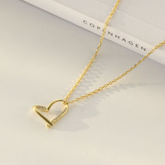 Stylish Hollow Heart with Zircon Silver Necklace for Women