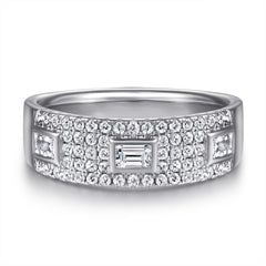 Wide Style with Zircon Silver Ring