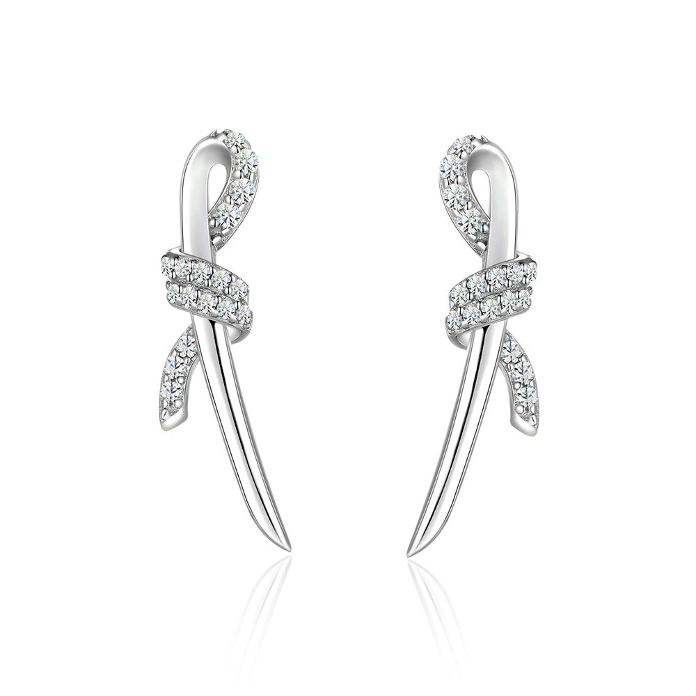 Zircon Knot Silver Studs Earrings for Women