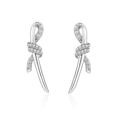 Zircon Knot Silver Studs Earrings for Women