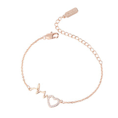 Zircon Heart with Electrocardiogram Shape Silver Bracelet for Women