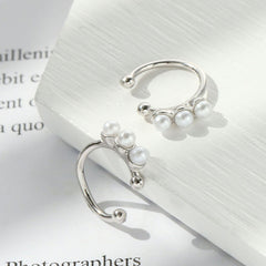 Pearl Silver Ear Clip for Women