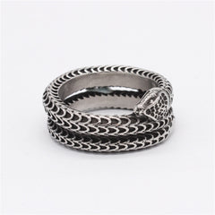 Vintage Fish Scale Snake Titanium Steel Ring for Men