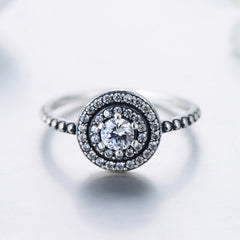 Retro Classic S925 Round Inlaid Zircon Ring for Women Cross Border European and American Popular Jewelry Fashion Niche Jewelry