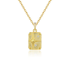 (Pendant only) Cross Stars with Zircon Rectangle Silver Pendant for Women