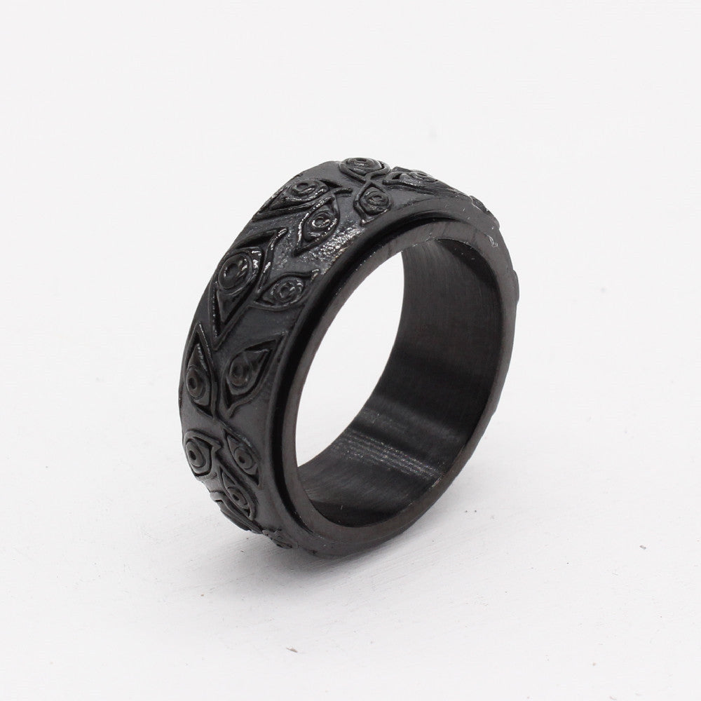 Wholesale Personalized Retro Men's Rotating Titanium Steel Ring in European and American Foreign Trade Jewelry Market