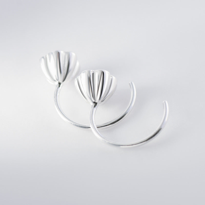 Small Lotus Seedpod Silver Hook Earrings for Women