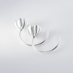 Small Lotus Seedpod Silver Hook Earrings for Women