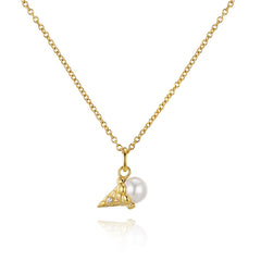 Ice Cream with Pearl Pendant Silver Necklace for Women