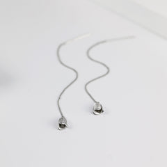 Zircon Flower Tassels Ear Line Silver Drop Earrings for Women