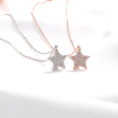 Zircon Five Pointed Star Silver Necklace