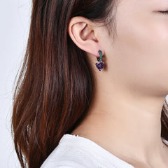 Thorn Bud Gemstone Love Shape Sterling Silver Drop Earrings for Women