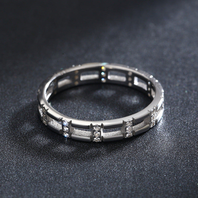 Japan and South Korea Simple S925 Sterling Silver Micro-inlaid Ins Popular Ring Female Personality Overlapping Ring Tail Ring Jewelry