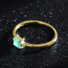 S925 Japanese Light Luxury Imitation Paraiba Tourmaline Temperament Women's Ring Personality Fresh and Sweet Ring Foreign Trade Jewelry