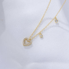 Heart-shaped with Zircon Silver Necklace for Women