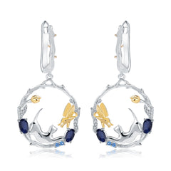 Animal Design 925 Silver Topaz Drop Earrings for Women