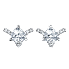 Triangle Zircon V-shape Silver Studs Earrings for Women