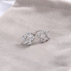 Zircon Hollow Star Silver Studs Earrings for Women