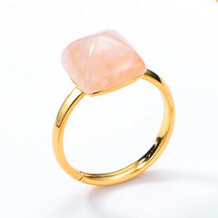 Simple Cushion Cut Pink Crystal Opening Silver Ring