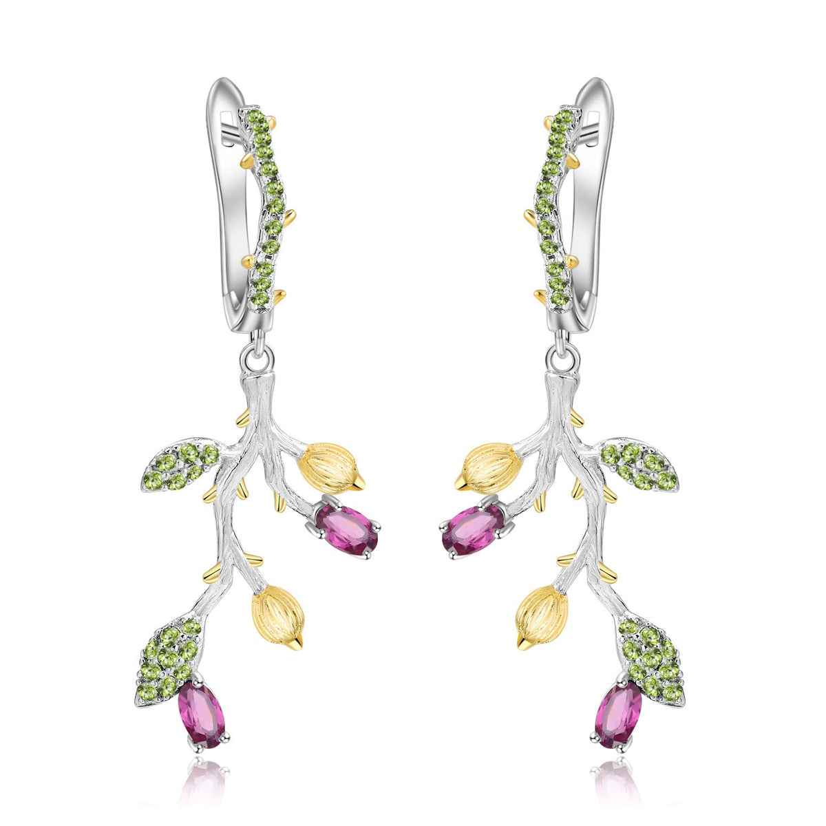 Retro 925 Silver Natural Color Drop Earrings for Women