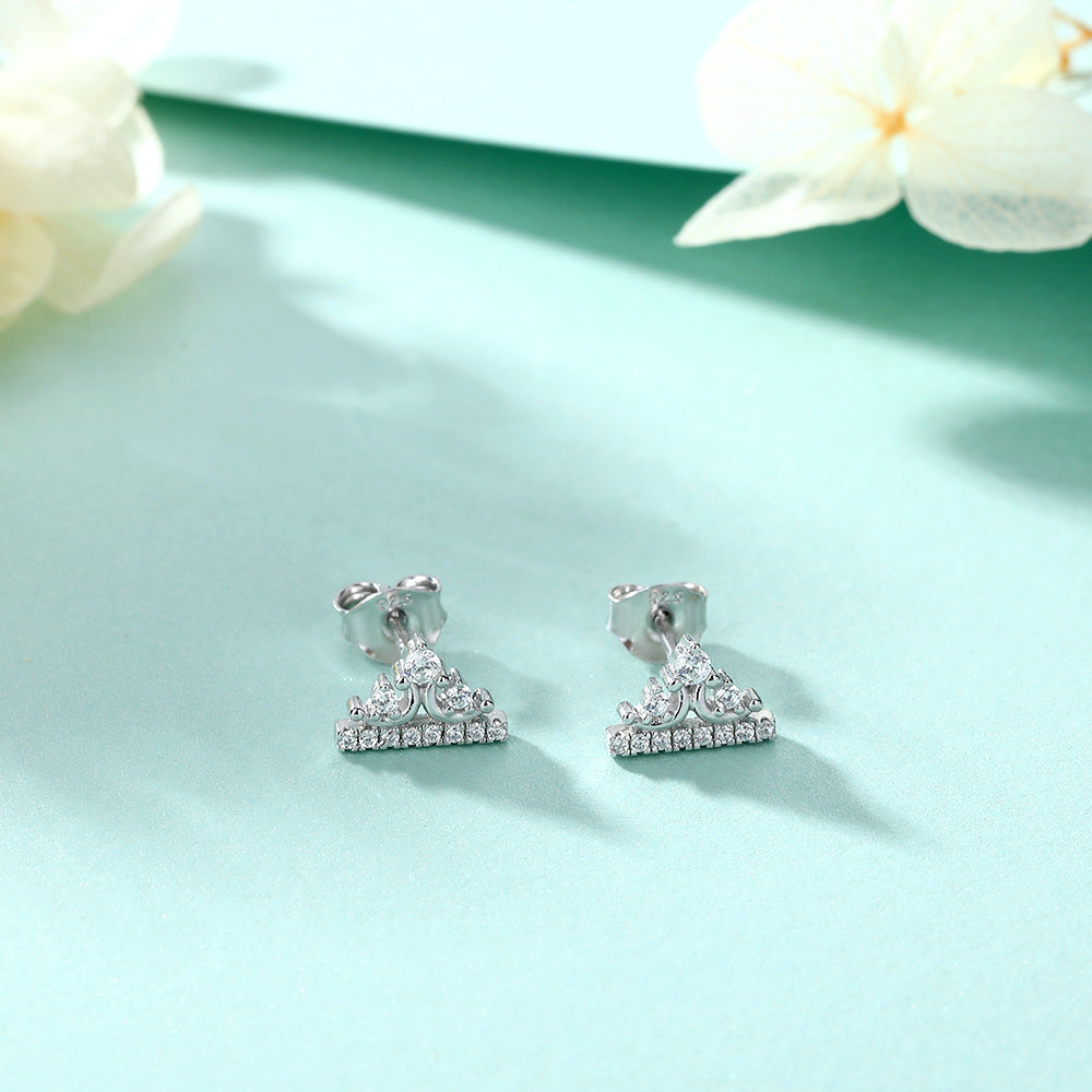 Zircon Crown Silver Studs Earrings for Women