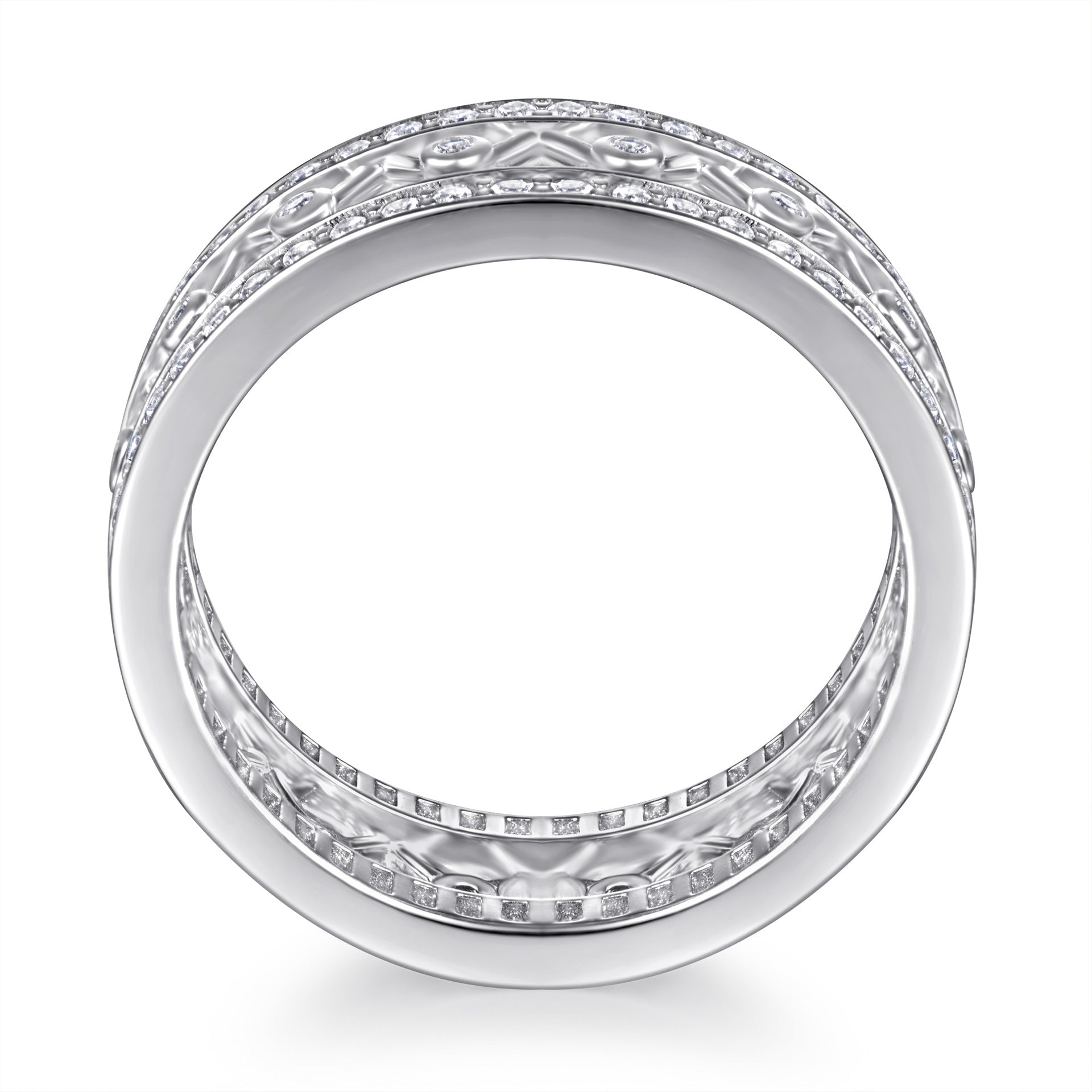 Zircon Hollow Mesh Design Silver Ring