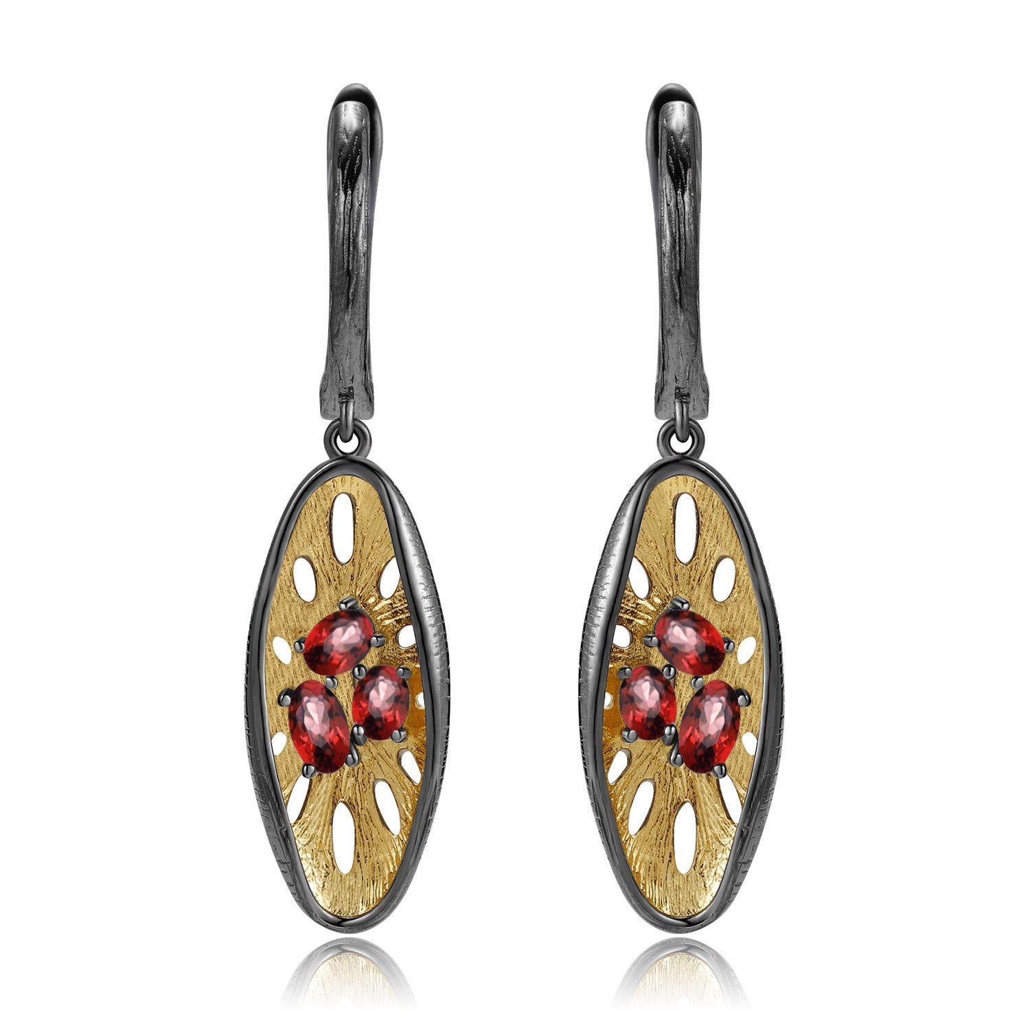 Italian Design Inlaid Colourful Gemstones Creative Lotus Root Shape Silver Drop Earrings for Women