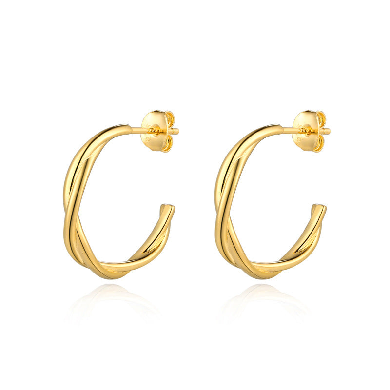 Interweave C-shape Silver Studs Earrings for Women