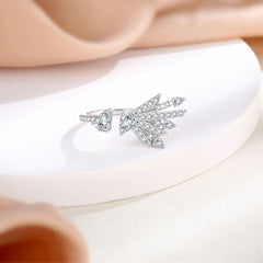 Double Pear Shape Zircon Firework Opening Sterling Silver Ring